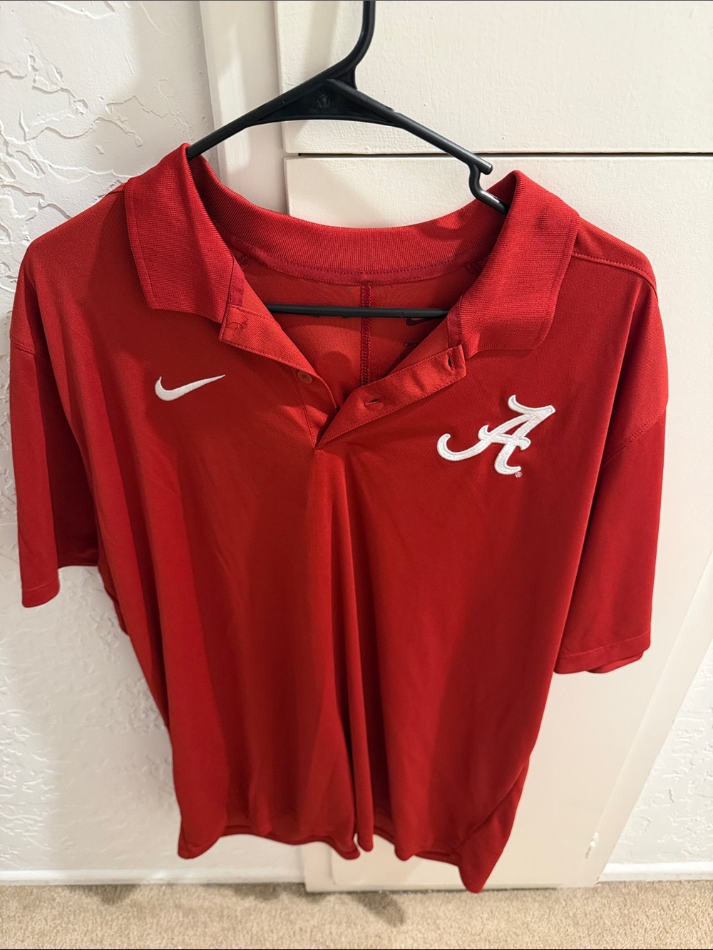 Nike Red Polo with White Script A Logo ALABAMA CRIMSON TIDE DRI-FIT